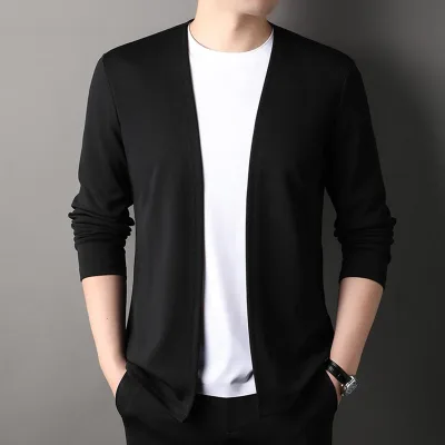 Cardigan ajusté homme zippé uni – image 2
