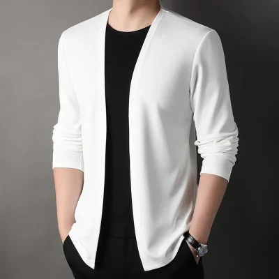Cardigan ajusté homme zippé uni – image 3