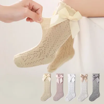 Chaussettes bébé fille en coton avec nœud – image 2