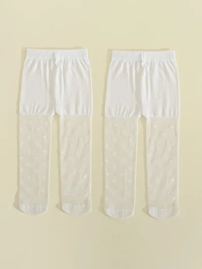 Collants blancs fins à motif de cœur pour fille – image 3