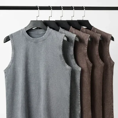 Débardeur homme en coton uni, coupe ample