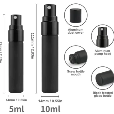 Flacons de parfum rechargeables noirs, lot de 5 – image 2