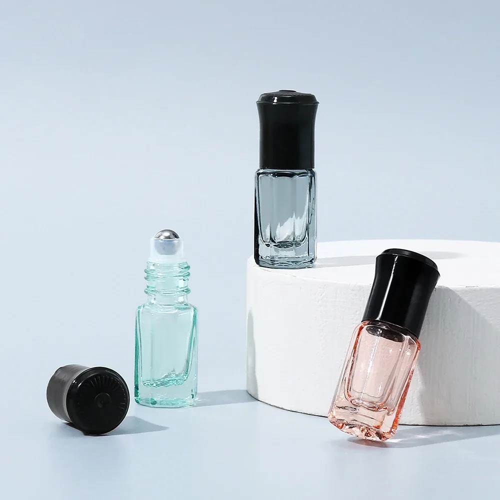 Flacons roll-on octogonaux en verre, 3 ml