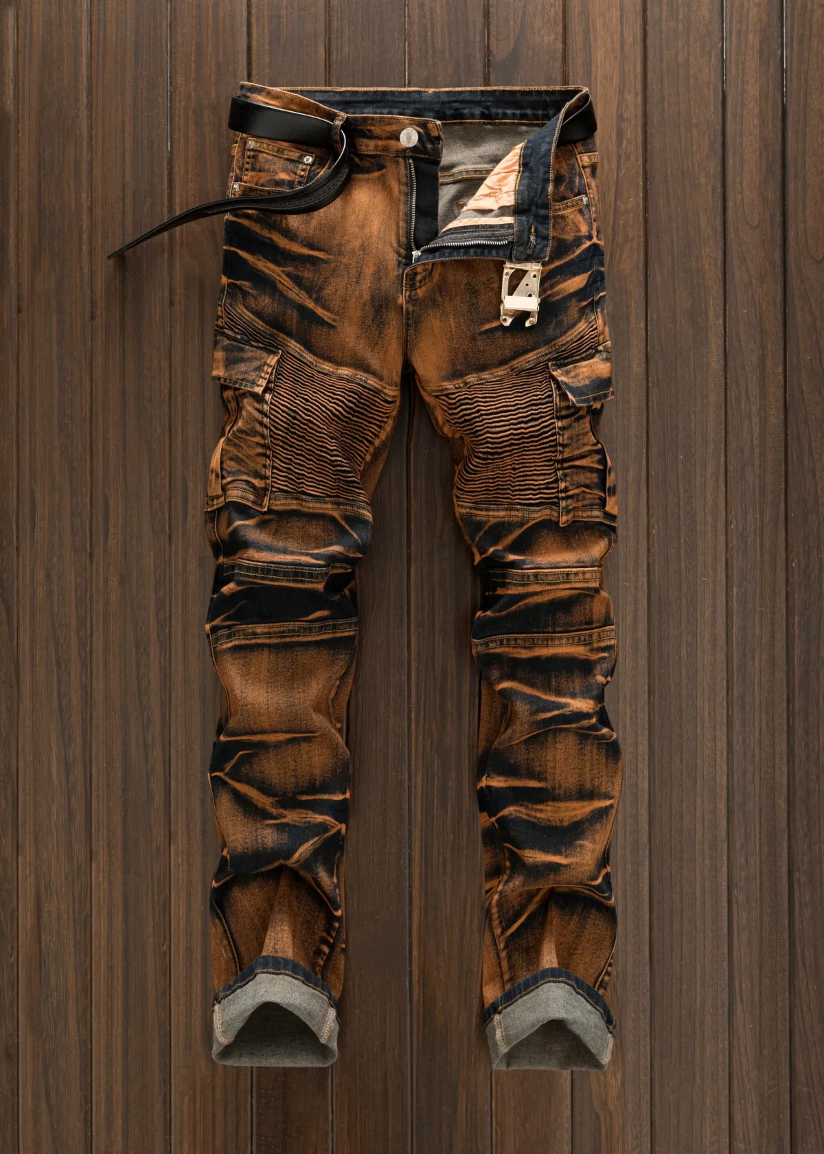 Jean slim homme tie-dye multi-poches