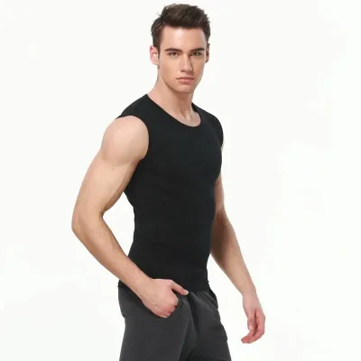 Lot de 3 débardeurs en coton pour homme, col rond – image 2
