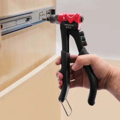 Pistolet à riveter manuel 3 en 1, rouge et noir – image 3