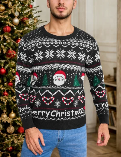 Pull de Noël homme en maille motif renne