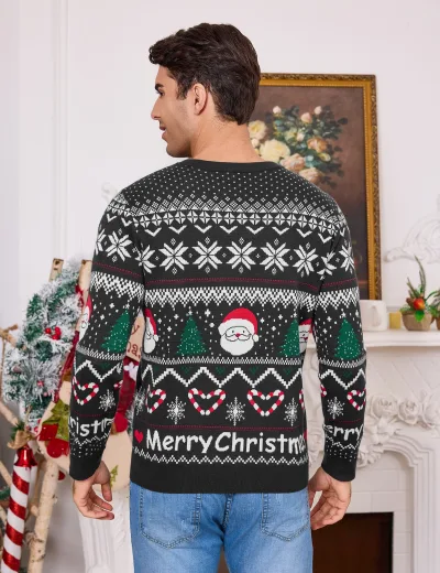 Pull de Noël homme en maille motif renne – image 2