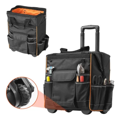 Sac à outils roulant en tissu Oxford, 25 poches