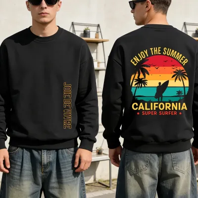 Sweat-shirt col rond en coton motif rétro – image 2
