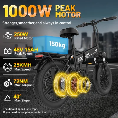 Vélo électrique pliable tout-terrain, pneus 51 cm – image 2